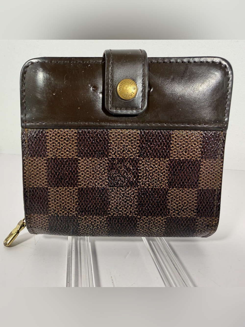1286: Louis Vuitton Damier Ebene Compact Zip Bifold Wallet N61668